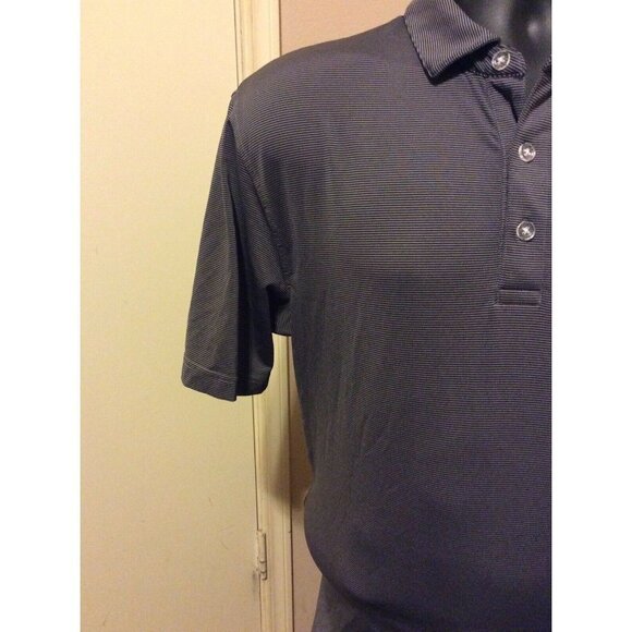 Callaway Opti-Dri Mens Black Grey Striped Short Sleeve Golf Polo Shirt Medium M - Picture 6 of 10